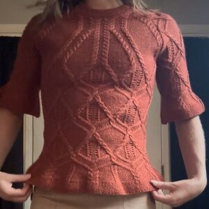 Rusty Orange Brown Cable Knit Sweater